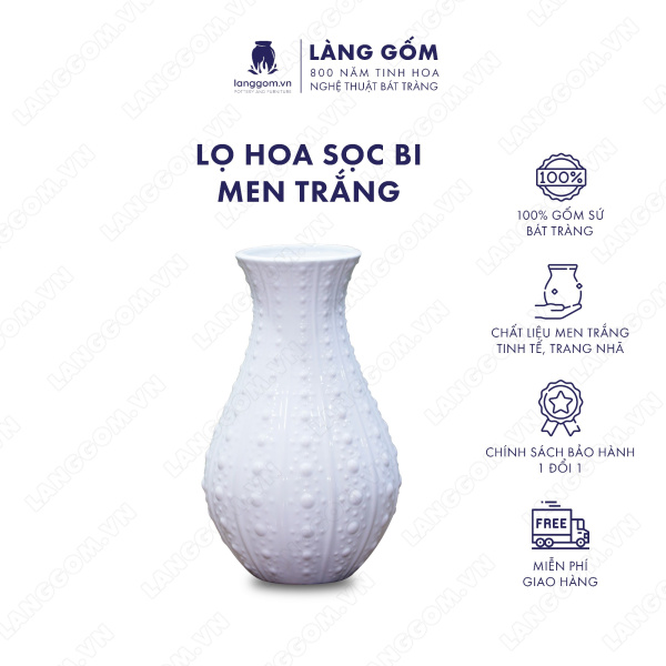 Lọ hoa Men trắng sọc bi