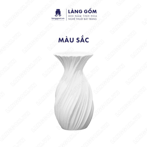 Lọ hoa Men trắng tỏi vặn