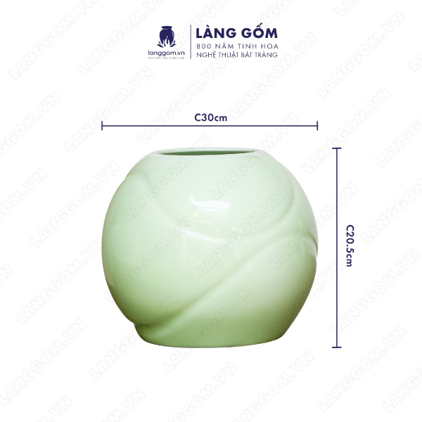 Lọ hoa Men ngọc vò tròn sóng