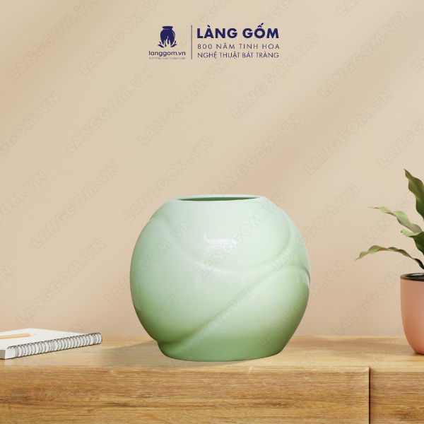 Lọ hoa Men ngọc vò tròn sóng