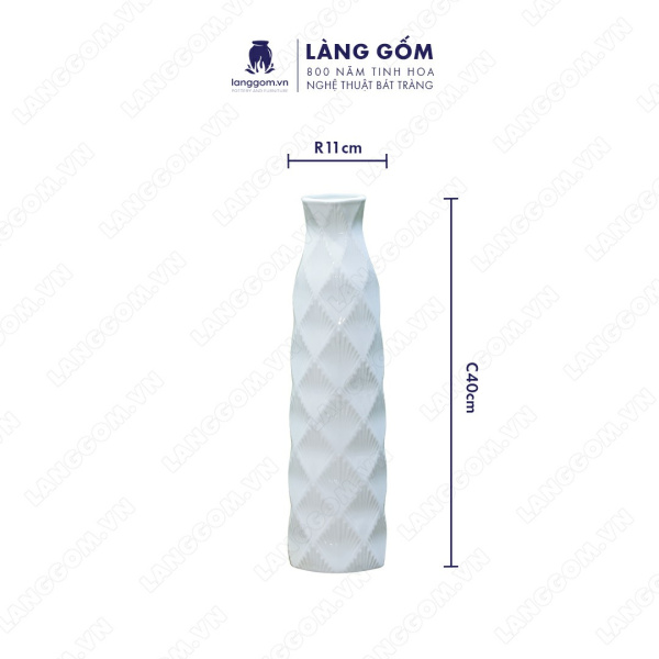 Lọ hoa Men trắng chai lá