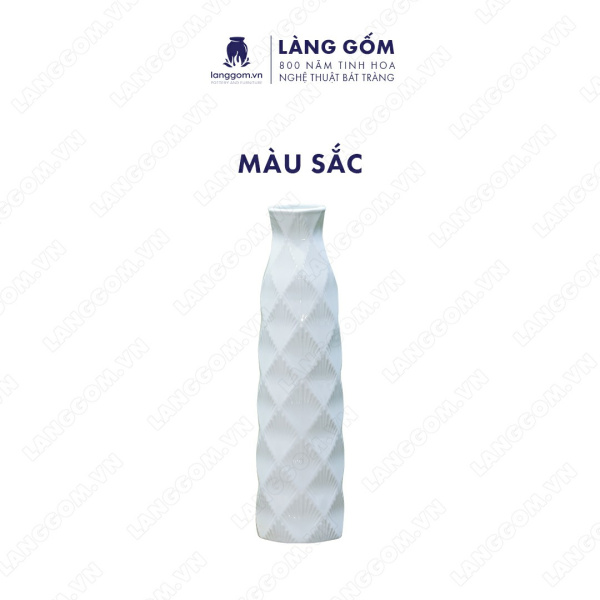 Lọ hoa Men trắng chai lá