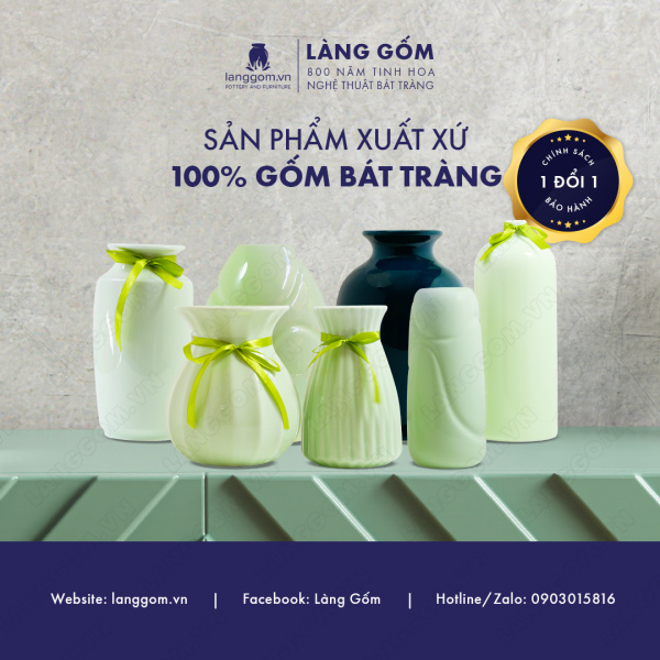 Lọ hoa Men ngọc vò tròn sóng