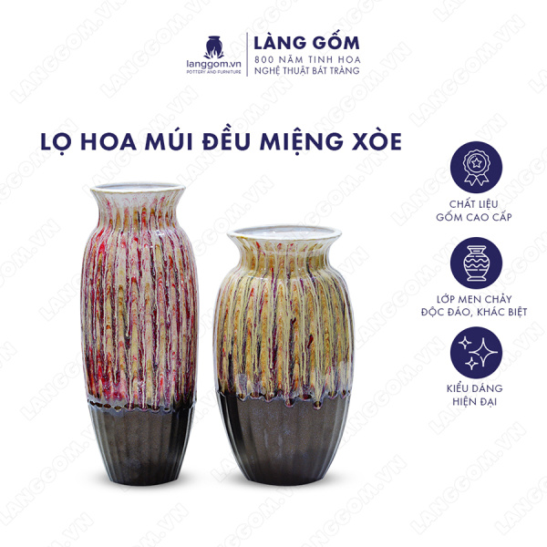 Lọ hoa Men chảy múi đều miệng xòe