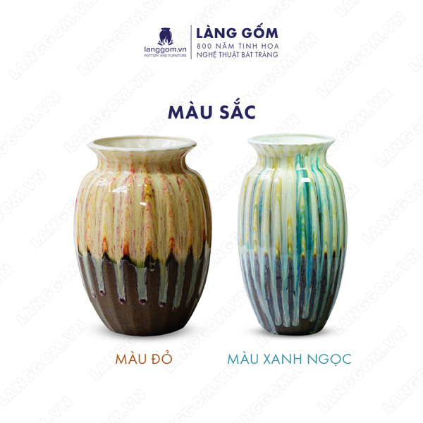 Lọ hoa Men chảy múi đều miệng xòe