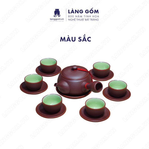 Bộ ấm chén Men mộc chuôi ganh