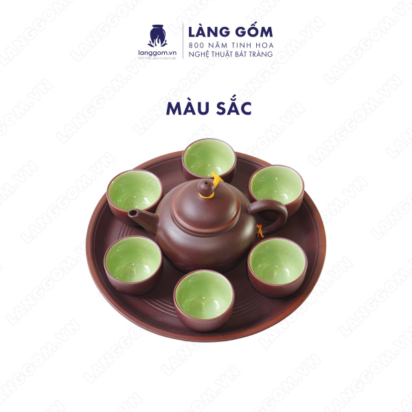 Bộ ấm chén Men mộc khắc trúc nhỏ