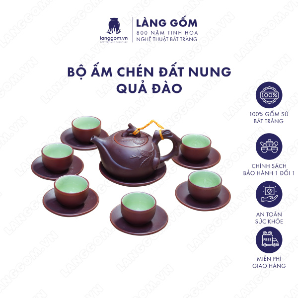 Bộ ấm chén Men mộc quả đào