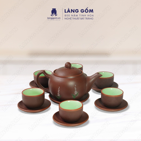 Bộ ấm chén Men mộc hoa oải hương