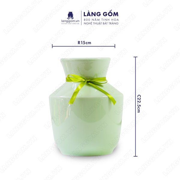 Lọ hoa Men ngọc vai vuông thấp