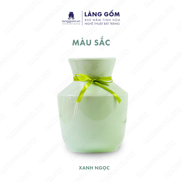 Lọ hoa Men ngọc vai vuông thấp