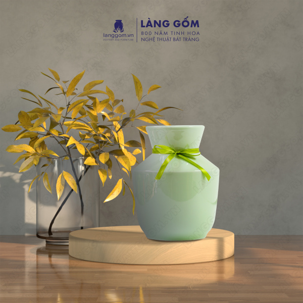 Lọ hoa Men ngọc vai vuông thấp
