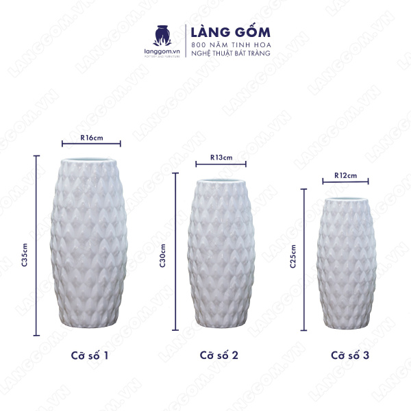 Lọ hoa Men trắng bom mũi tên