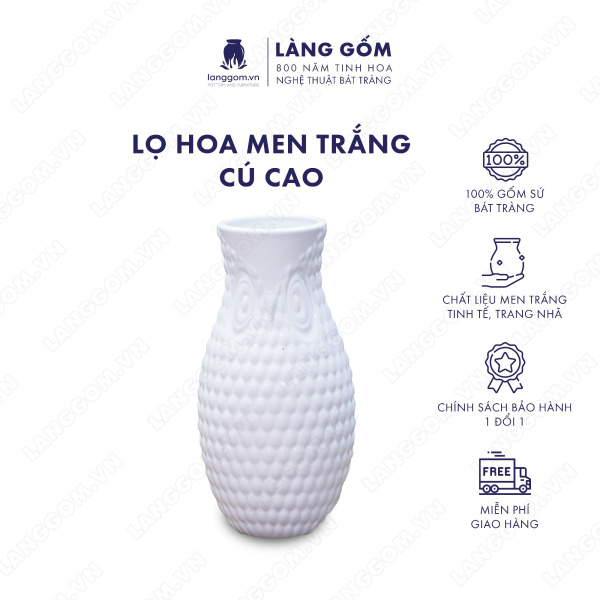 Lọ hoa Men trắng cú cao