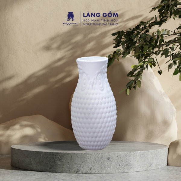 Lọ hoa Men trắng cú cao