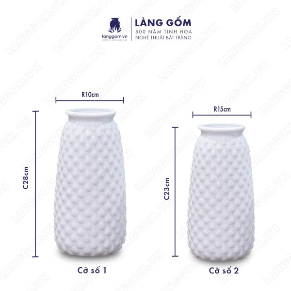 Lọ hoa Men trắng dâu cao