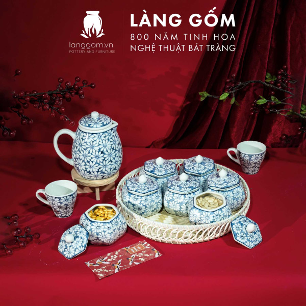 Hũ mứt vẽ tay dáng vuông, tròn