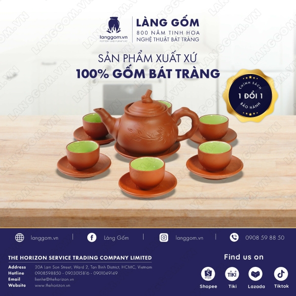 Bộ ấm chén Men mộc hoa oải hương