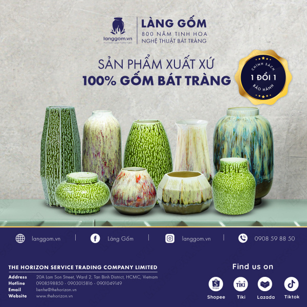 Lọ hoa Men chảy lồng đèn thấp
