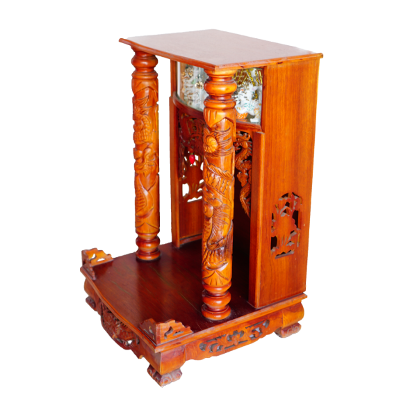 Tủ thần tài di lạc chân quỳ (trụ lớn gỗ nguyên) 6198